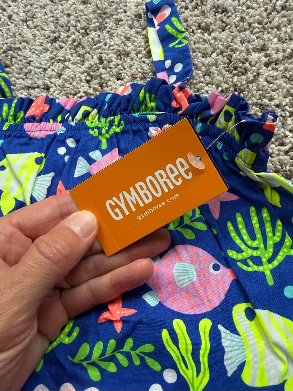 NWT Gymboree Girls' Navy Tropical Fish Splish Splash Ruffle Skirted Dress size 6